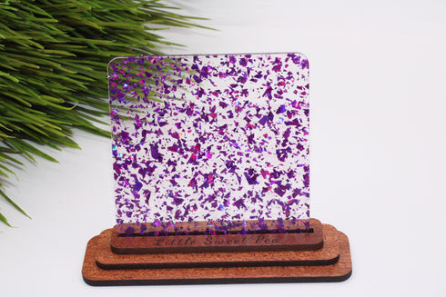 Purple Glitter Flakes - 1/8" Clear Cast Acrylic Sheet
