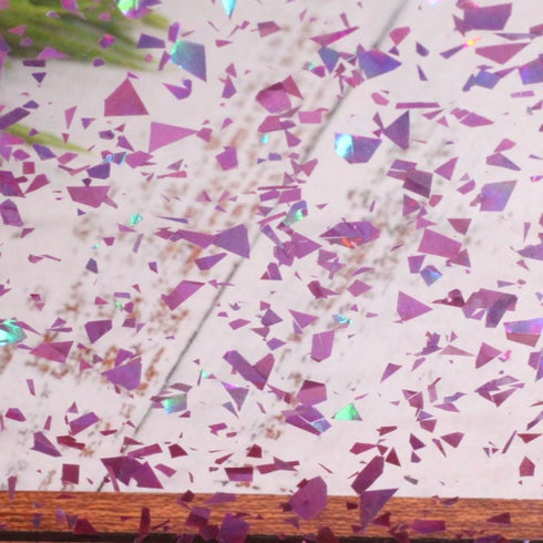 Scratch and Dent: Orchid Glitter Flakes - 1/8" Clear Cast Acrylic Sheet