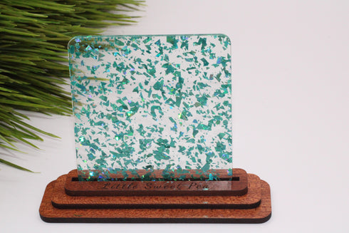 Teal Flake Clear Cast Glitter - 1/8" Cast Acrylic Sheet