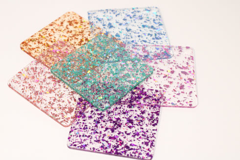 Teal Flake Clear Cast Glitter - 1/8" Cast Acrylic Sheet