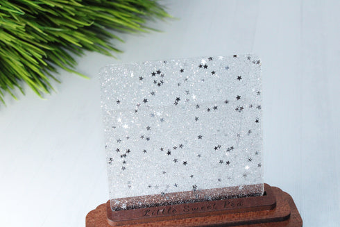 A Little Silver Glitter with Stars - 1/8" Acrylic Sheet