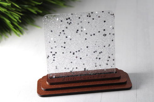 A Little Silver Glitter with Stars - 1/8" Acrylic Sheet