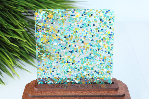 Teal, Blue and Gold Glamourous Dots - 1/8" Cast Acrylic Sheet