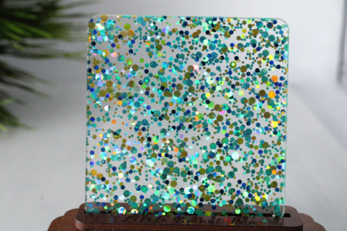 Teal, Blue and Gold Glamourous Dots - 1/8" Cast Acrylic Sheet