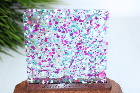 Fushia Pink, White and Teal Glamourous Dots - 1/8" Cast Acrylic Sheet