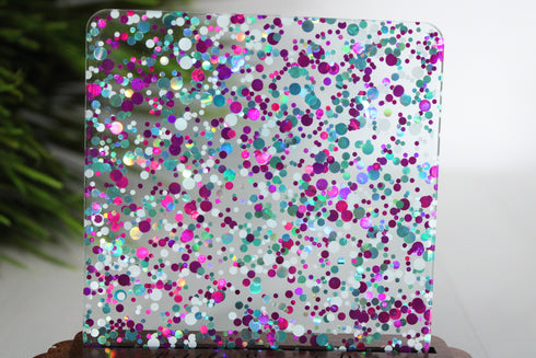 Fushia Pink, White and Teal Glamourous Dots - 1/8" Cast Acrylic Sheet