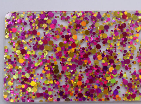 Fushia Pink and Gold Glamourous Dots - 1/8" Cast Acrylic Sheet