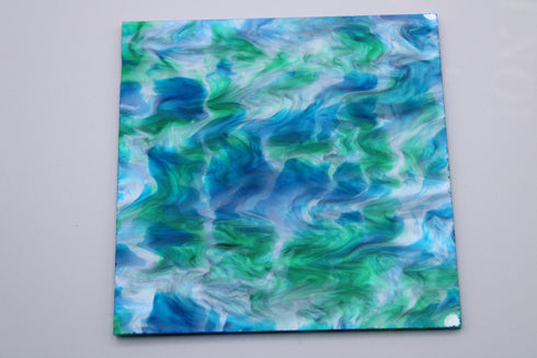 Blue Cyan/Lime Green Ripple - 1/8" Cast Acrylic Sheet