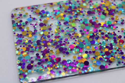 Purple, Gold and Teal Glamourous Dots - 1/8" Cast Acrylic Sheet