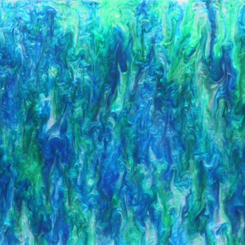 Blue Cyan/Lime Green Ripple - 1/8" Cast Acrylic Sheet