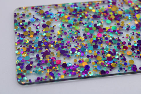 Purple, Gold and Teal Glamourous Dots - 1/8" Cast Acrylic Sheet