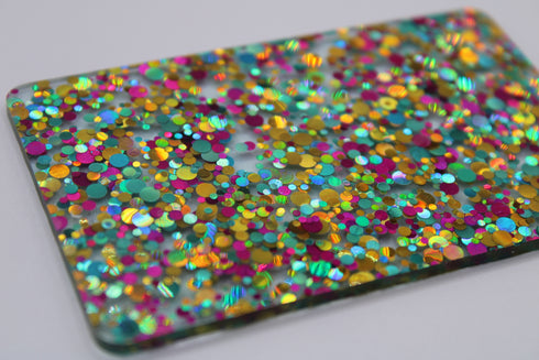 Fushia Pink, Teal and Gold Glamourous Dots - 1/8" Cast Acrylic Sheet