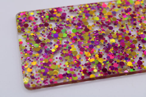 Fushia Pink and Gold Glamourous Dots - 1/8" Cast Acrylic Sheet