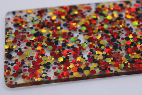 Red, Gold and Black Glamourous Dots - 1/8" Cast Acrylic Sheet