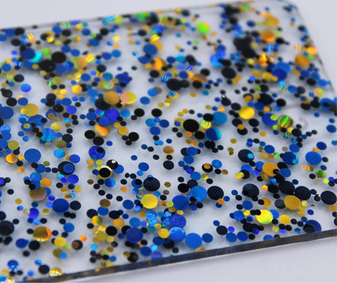 Blue, Black and Gold Glamourous Dots - (2.4 mm Cast Acrylic Sheet)