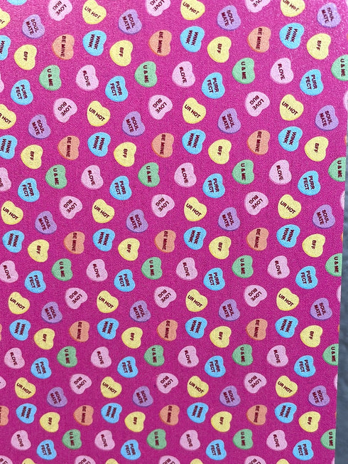 4077 - Tiny Candy Hearts with Pink Background