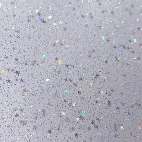 A Little Silver Glitter with Stars - 1/8" Acrylic Sheet