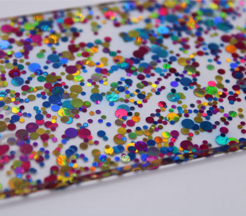 Fushia Pink, Gold and Blue Glamourous Dots - 1/8" Cast Acrylic Sheet