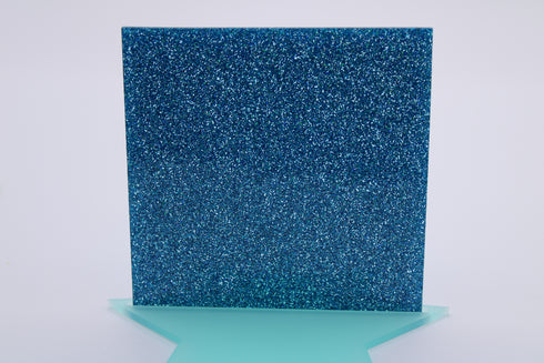 Cyan Holographic Blue Glitter - 1/8" Acrylic Sheet