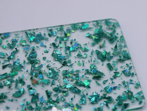 Teal Flake Clear Cast Glitter - 1/8" Cast Acrylic Sheet
