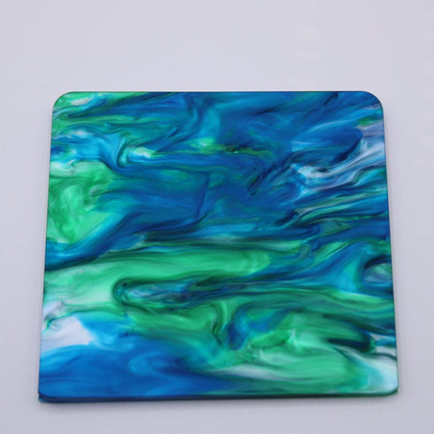 Blue Cyan/Lime Green Ripple - 1/8" Cast Acrylic Sheet