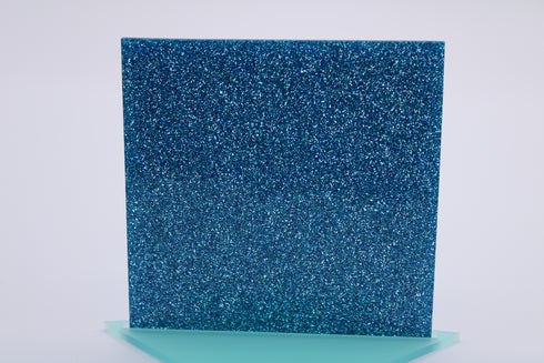Cyan Holographic Blue Glitter - 1/8" Acrylic Sheet